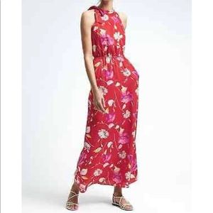 Red maxi floral dress